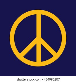 Yellow Peace Symbol Vector Icon Blue Stock Vector Royalty Free