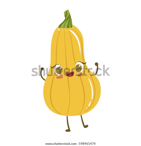 Yellow Pumpkin Cute Anime Humanized Smiling Stock Vector Royalty Free