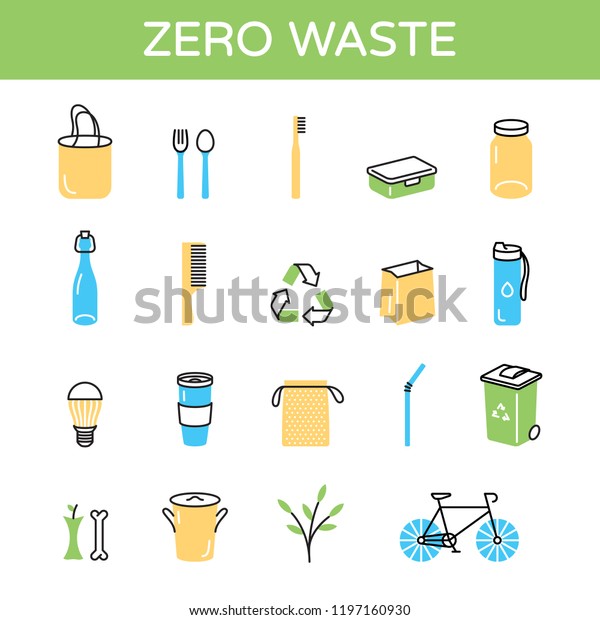 Zero Waste Logo Design Template Set Stock Vector Royalty Free