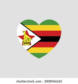 Zimbabwe Flag Heart Shape Vector Love Stock Vector Royalty Free