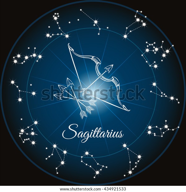 Signo Zodiaco Sagitario Y Constelaciones De C Rculos Ilustraci N Del