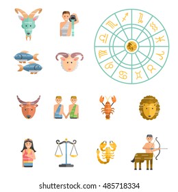 Zodiac Signs Flat Buttons Set Horoscope Stock Vector Royalty Free