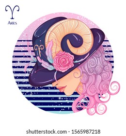 Zodiac Vector Illustration Astrological Sign Aries Stock Vector