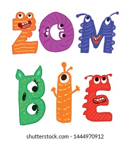 Zombie Cute Monster Alphabet Vector Illustration Stock Vector Royalty