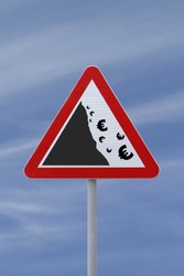 A modified road sign implying the fall or devaluation of the euro currency. Applicable for business or financial concepts.
