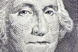 Extreme Macro of George Washington on the US Dollar Bill.