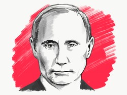 Vladimir Putin. Portrait Drawing Illustration. January 20, 2018