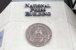 WASHINGTON, DC - NOVEMBER 11, 2017: Plaque for the National Press Club at the National Press Building in Washington, DC.