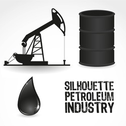 icons in the oil industry, contains gallon, pump and drop of oil, vector illustration