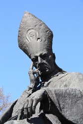 Stefan Wyszynski statue in Warsaw, Poland. Wyszynski (1901-1981) was a Polish prelate of the Roman Catholic Church. He was often called in Poland the Primate of the Millennium.