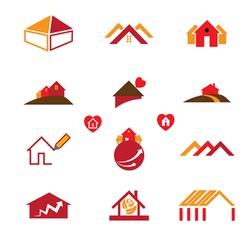 House, home and office logo template icons for real estate business requirements like business cards, brochures, websites, etc.