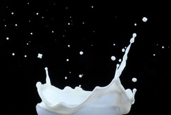 Milk splash against dark background