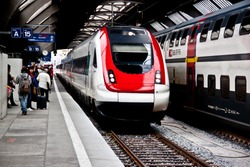 ZURICH-APRIL 21: Zurich HB train station on April 21, 2012. The station is one of the oldest railway stations in Switzerland serving more than 2,900 trains per day.