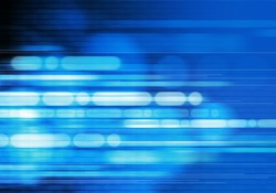 digitally generated image of blue light and stripes moving fast over black background