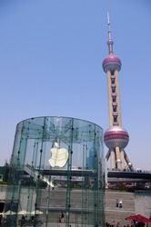 SHANGHAI-MARCH 24: View of the Apple store on March 24, 2012 in Shanghai, Pudong District. This is China's second Apple the store opened on July 10, 2010.