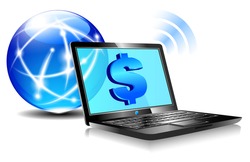 Banking online Pay by internet with money symbols for the Dollar - Raster Version
