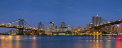 Manhattan & Brooklyn Bridge Panorama. Panoramic image of two famous bridges: Manhattan & Brooklyn bridge.