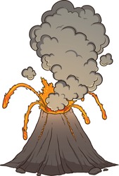 Erupting volcano. Vector illustration with simple gradients. All in a single layer.