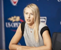 NEW YORK - AUGUST 25: Maria Sharapova attends press conference at Arthur Ash stadium on August 25, 2012 in Queens New York