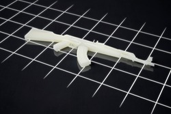 3d printed gun rifle manufactured using FLM and SLA processes 3d illustration