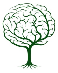 Brain tree illustration, tree of knowledge, medical, environmental or psychological concept