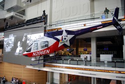 Bell 206B Jet Ranger III helicopter from KKAS-TV in Newseum atrium in Washington DC