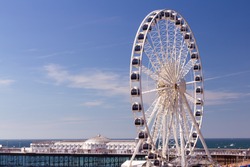 The towering Brighton Wheel on the seafront at Brighton East Sussex England UK