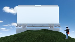 Billboard on a small grass hill 3D
