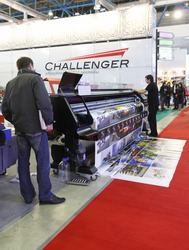 MOSCOW-SEPTEMBER 25: The stand CHALLENGER Russian company on sale of Chinese large format printers at the International Advertising Exhibition on September 25.2012 in Moscow