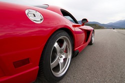 LA SEU D'URGELL, SPAIN - OCTOBER 6: A Dodge Viper SRT take part in Road and Track racing weekend organizated by American Car Club, on October 6, 2012, in the airport of La Seu d'Urgell, Spain.