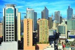 Aerial view on Makati city - modern financial and business district of Metro Manila, Philippines