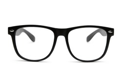 Black retro nerd frames on white background with clipping paths for outline and inside