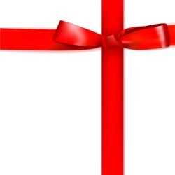 Shiny red satin ribbon on white background. 10 eps