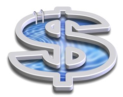A swimming pool made in a shape of dollar symbol / Dollar swimming pool