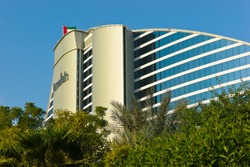 DUBAI, UAE-NOVEMBER 15: Jumeirah Beach Hotel on November 15, 2012 in Dubai. For the 2nd year in a row,hotel was voted Best Hotel in Middle East at the 2011 Business Traveller Awards held in Germany