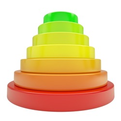 Pyramid of colored discs. Isolated render on a white background