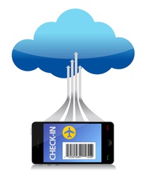 finding flight using a smartphone connected to a cloud. Illustration