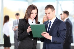 Image of two business partners planning work