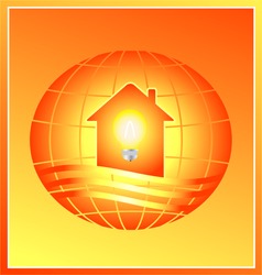 electricity sign in modern house silhouette on planet background