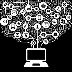 vector background of the icons social computer network