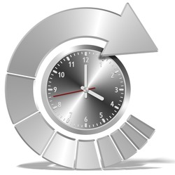 A clock and a circular shaped arrow around it / Deadline pressure