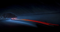 light trails in the tunnel. Art image . Long exposure photo taken in a tunnel below Veliko Tarnovo