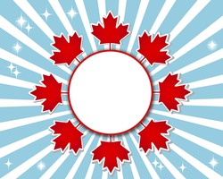 Canada Day banner with a maple leaves and shadow. 10 EPS. Vector illustration.