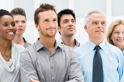 Successful Business People Standing Together and Looking at Their Bright Future