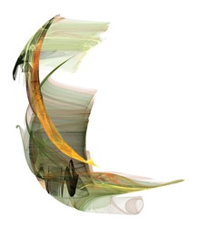 An earth-toned Asian influenced form rendered on a pure white background.