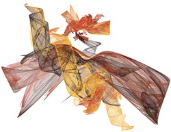 An abstract turning colors of Fall leaves design rendered on a white background.