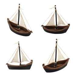 Sailboat statuette figure isolated over white background, set of four foreshortenings