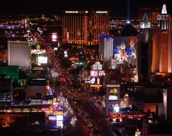 LAS VEGAS - JANUARY 11: Night Panorama of Las Vegas Boulevard, The Strip. Hotels and casinos of Las Vegas, on January 11, 2006 in Las Vegas Nevada