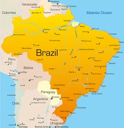 Abstract vector color map of Brazil country
