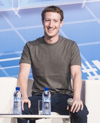 BARCELONA - FEBRUARY 24: Facebook CEO Mark Zuckerberg speaking at the Mobile World Congress on February 24, 2014, Barcelona, Spain.